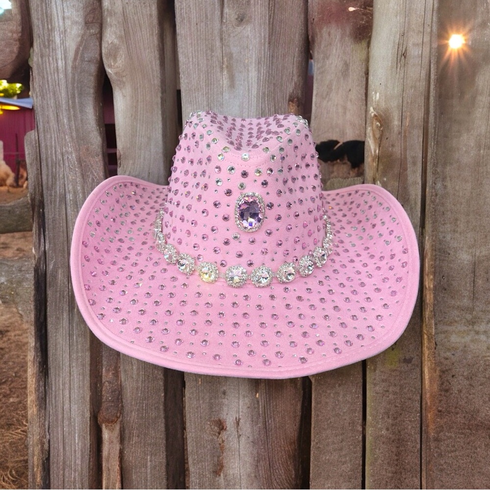 Baby pink sparkly cowgirl hat